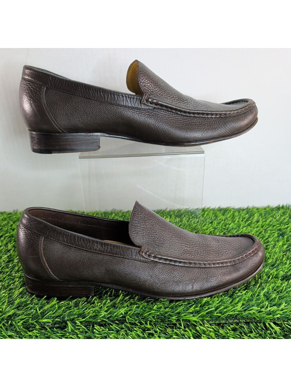 COLE HAAN C05140 Pebbled Pinch Slip-On Brown Casual Moc Loafers Men's Size 11M